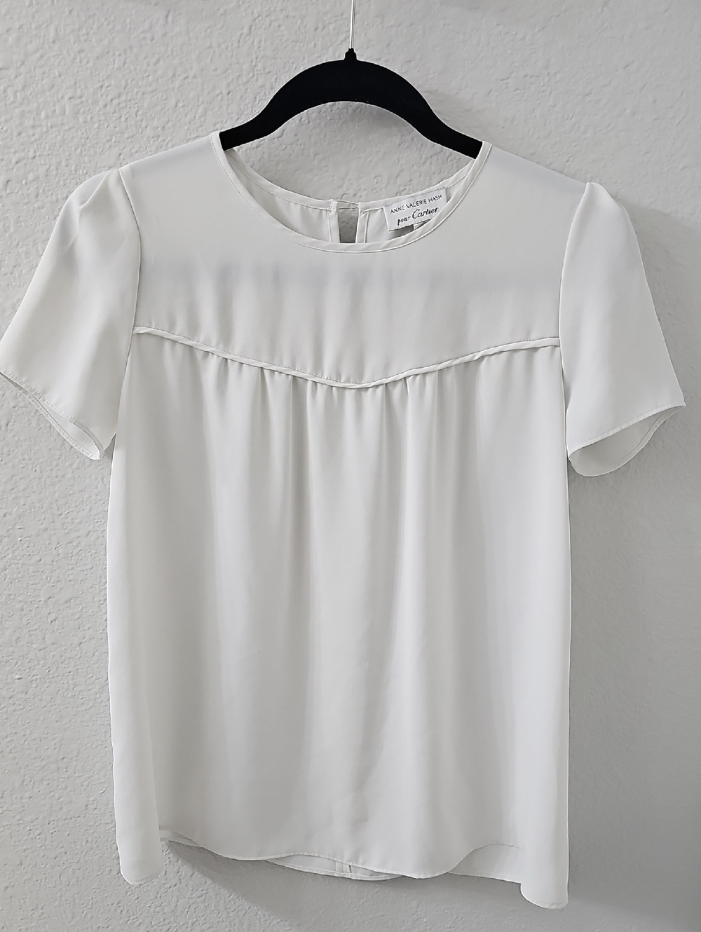 CARTIER Vintage Elegant White Short Sleeve Blouse Top